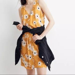 Madewell Ikat Floral Button Down Dress in Yellow